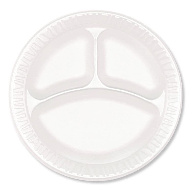 PLASTIFAR SA Foam Dinnerware, 3-Compartment Plate, 9" dia, White, 125/Sleeve, 4 Sleeves/Pack (PST12201) thumbnail 2