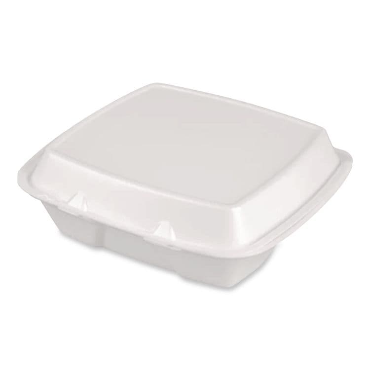 PLASTIFAR SA Foam Hinged Lid Container, Secure Two Tab Latch, Poly Bag, 9 x 9 x 3, White, 100/Bag, 2 Bags/Carton (PST12095) thumbnail 4