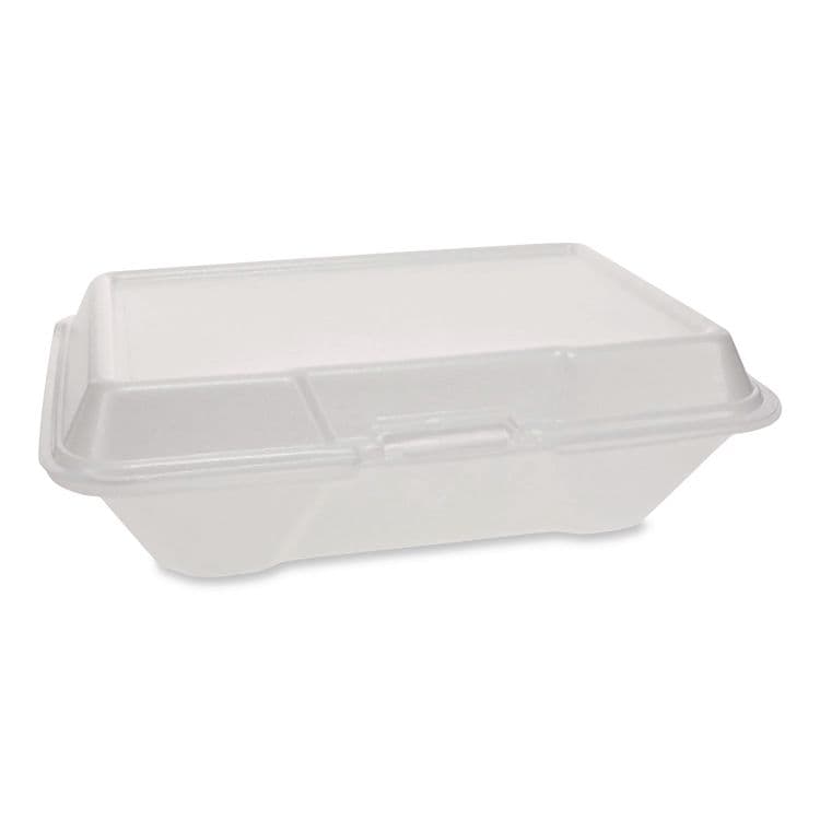 PLASTIFAR SA Foam Hinged Lid Container, Secure Two Tab Latch, Poly Bag, 8 x 8.56 x 2.76, White, 100/Sleeve, 2 Sleeves/Bag, 1 Bag/Pack (PST12091) thumbnail 4