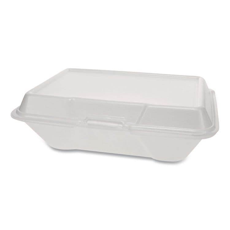 PLASTIFAR SA Foam Hinged Lid Container Secure One Tab Latch, 3 Compartments, 7.81 x 8.75 x 3.38, White, 100/Sleeve, 2 Sleeves/Bag (PST12039) thumbnail 4