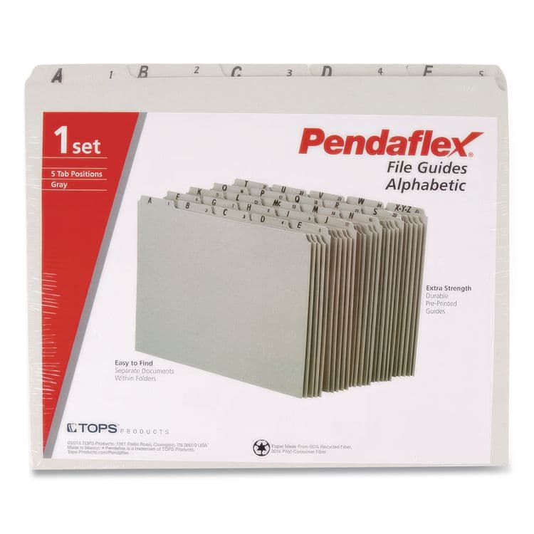TOPS BUSINESS FORMS Top Tab A-Z File Guides, 1/5-Cut Top Tab, A to Z, 8.5 x 14, Gray, 25/Set (PFXPN1025) thumbnail 2