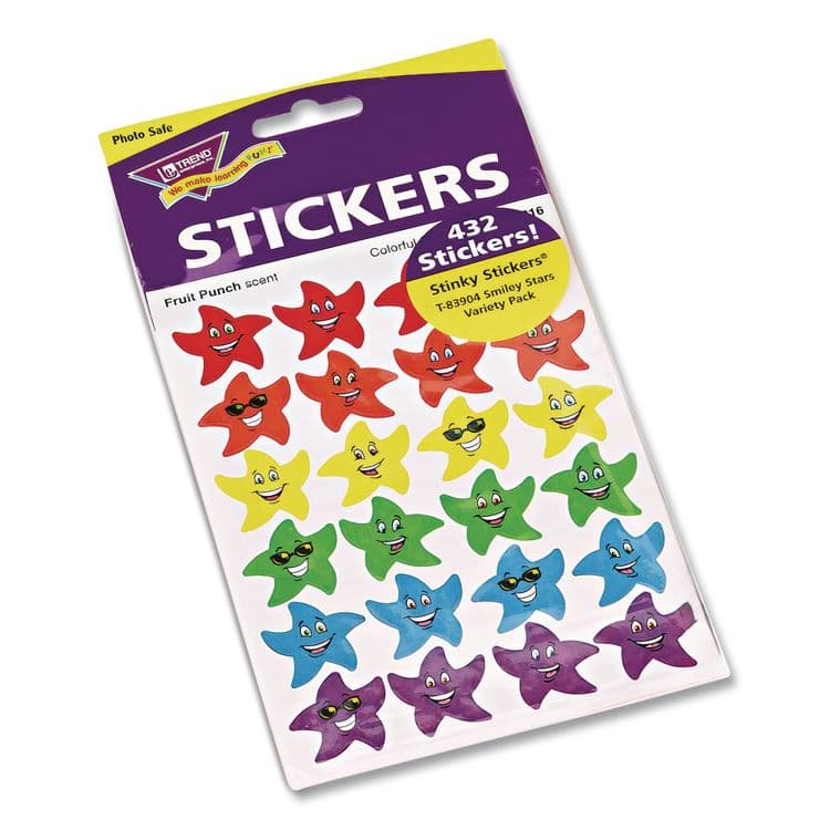 TREND ENTERPRISES, . Stinky Stickers Variety Pack, Smiley Stars, Assorted Colors, 432/Pack (TEPT83904) thumbnail 2