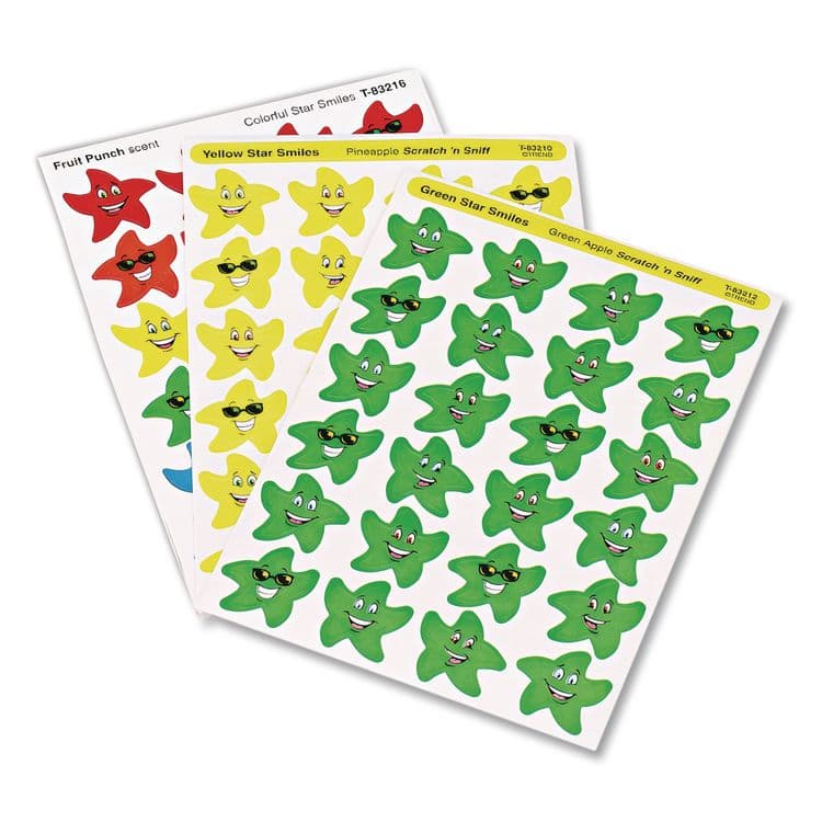 TREND ENTERPRISES, . Stinky Stickers Variety Pack, Smiley Stars, Assorted Colors, 432/Pack (TEPT83904) thumbnail 3