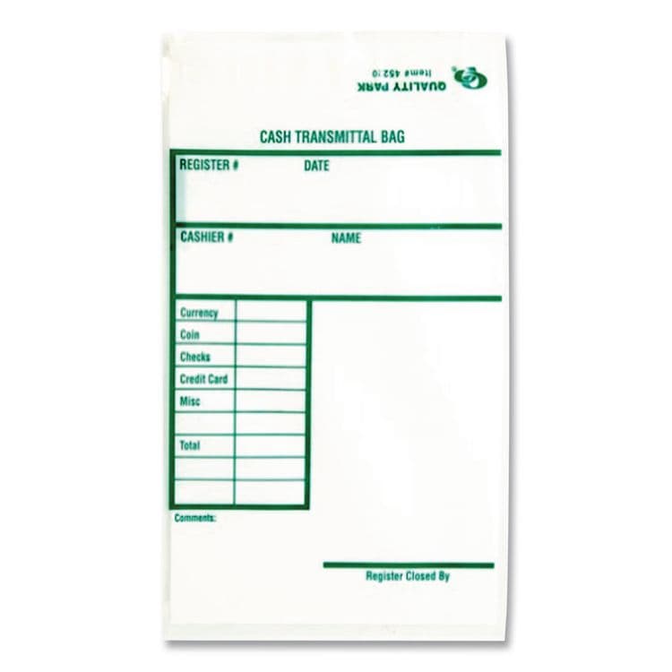 QUALITY PARK PRODUCTS Clear Cash Transmittal Bags with Pre-Printed Info Block, Polyethylene, 6" x 9", Clear, 100/Pack (QUA45220) thumbnail 3