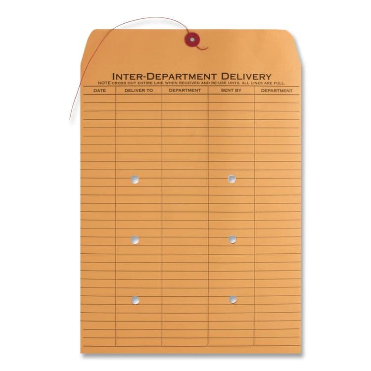 QUALITY PARK PRODUCTS Brown Kraft String/Button Box-Style Interoffice Envelope, #97, Two-Sided Three-Column Format, 10 x 13, Brown Kraft, 100/Box (QUA63562) thumbnail 4