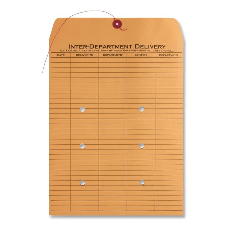QUALITY PARK PRODUCTS Brown Kraft String/Button Interoffice Envelope, #98, One-Sided Five-Column Format, 31-Entries, 10 x 15, Brown Kraft, 100/CT (QUA63564) thumbnail 4