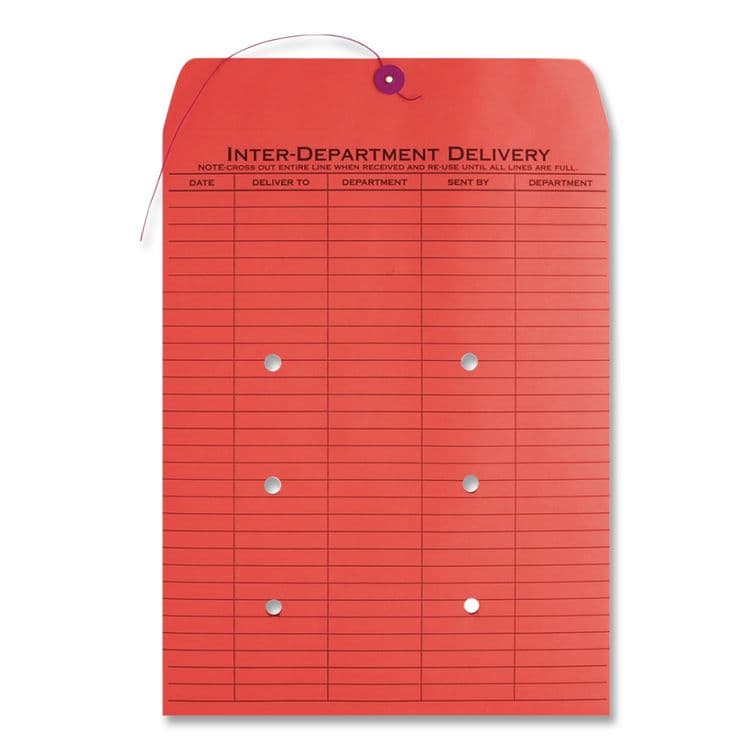 QUALITY PARK PRODUCTS Colored Paper String and Button Interoffice Envelope, #97, One-Sided Five-Column Format, 10 x 13, Red, 100/Box (QUA63574) thumbnail 4