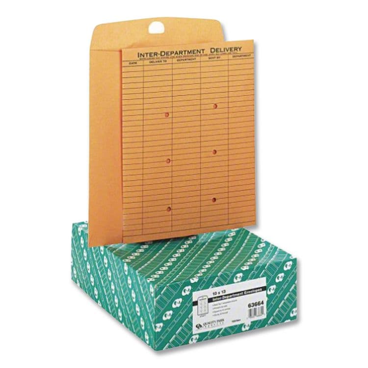 QUALITY PARK PRODUCTS Brown Kraft Resealable Redi-Tac Interoffice Envelope, #97, One-Sided Five-Column Format, 10 x 13, Brown Kraft, 100/Box (QUA63664) thumbnail 4
