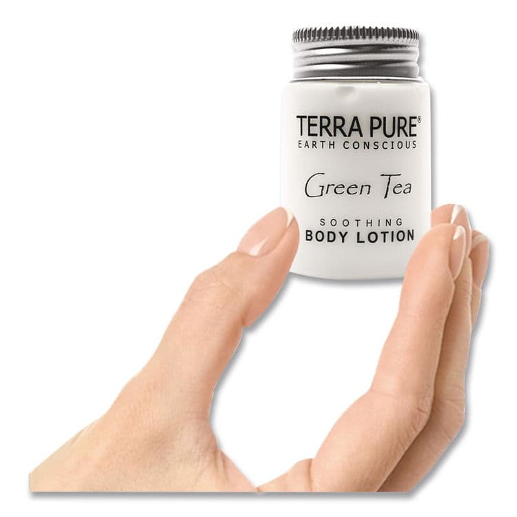DIVERSIFIED HOSPITALITY SOLUTIONS, LTD. Terra Pure Body Lotion Jam Jar, 1 oz Jar, Green Tea and Lemongrass Scent, 300/Carton (DHS007484) thumbnail 3