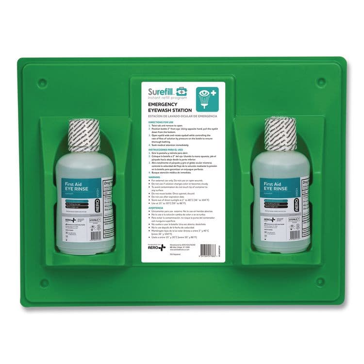 AERO HEALTHCARE Emergency Eyewash Station, 16 oz Bottle, 2 Bottles/Station (AOHAKEWP16US)