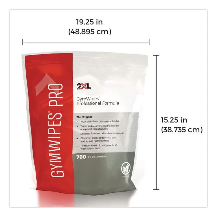 2XL CORPORATION, . Gym Wipes Professional, 1-Ply, 6 x 8, Unscented, White, 700/Pack, 4 Packs/Carton (TXLL38) thumbnail 2