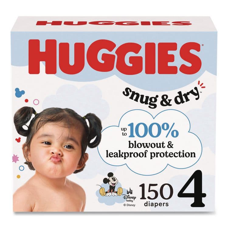 KIMBERLY CLARK Snug and Dry Diapers, Size 4, 22 lbs to 37 lbs, 150/Carton (KCM56457)
