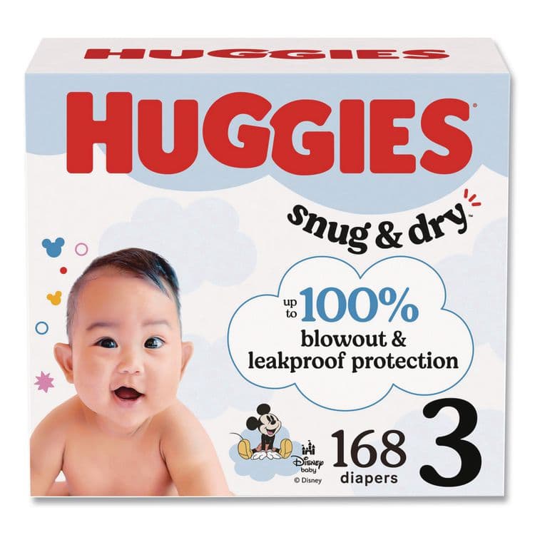 KIMBERLY CLARK Snug and Dry Diapers, Size 3, 16 lbs to 28 lbs, 168/Carton (KCM56456)