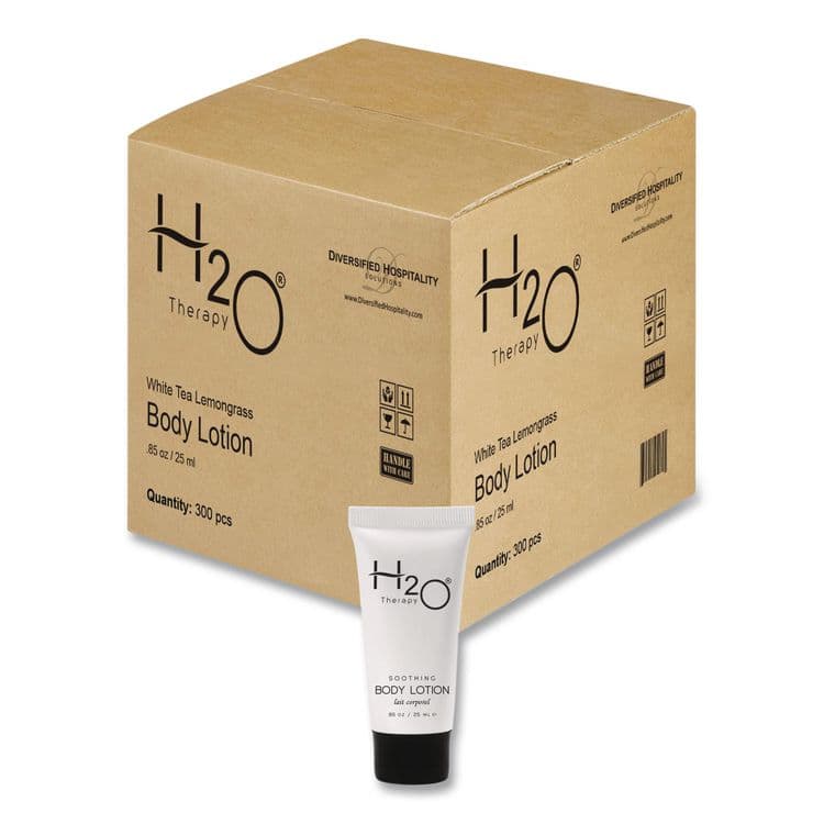 DIVERSIFIED HOSPITALITY SOLUTIONS, LTD. H2O Therapy Single Use Body Lotion, 0.85 oz Tube, White Tea and Lemongrass Scent, 300/Carton (DHS007071) thumbnail 2