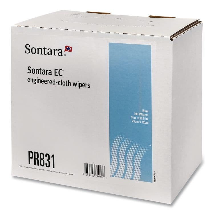 HOSPECO Sontara EC Wipers, 16.5 x 9, Blue, Interfold Dispenser Box, 100 Wipers/Box, 8 Boxes/Carton (HOSPR831) thumbnail 2