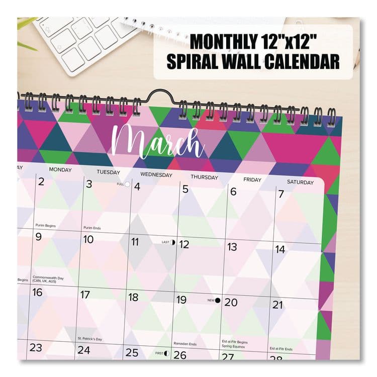 WILLOW CREEK PRESS Geometric 2026 Spiral Wall Calendar, Geometric Artwork, 12 x 12, Multicolor Sheets, 12-Month (Jan to Dec): 2026 (WPR54734) thumbnail 4