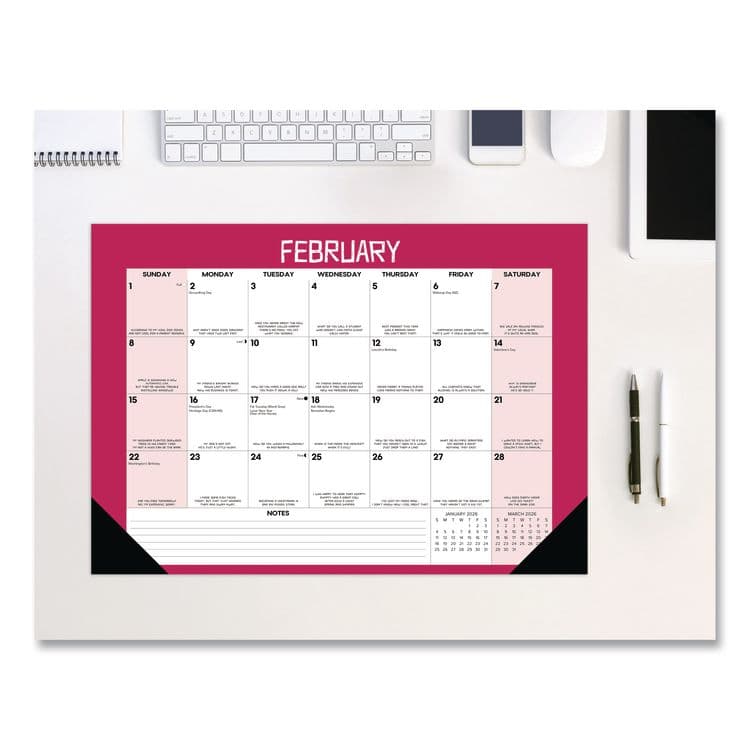 WILLOW CREEK PRESS Bad Dad Jokes Monthly Desk Pad Calendar, 17 x 12, White/Multicolor Sheets, Black Headband/Corners, 12-Month (Jan to Dec) 2026 (WPR57056)
