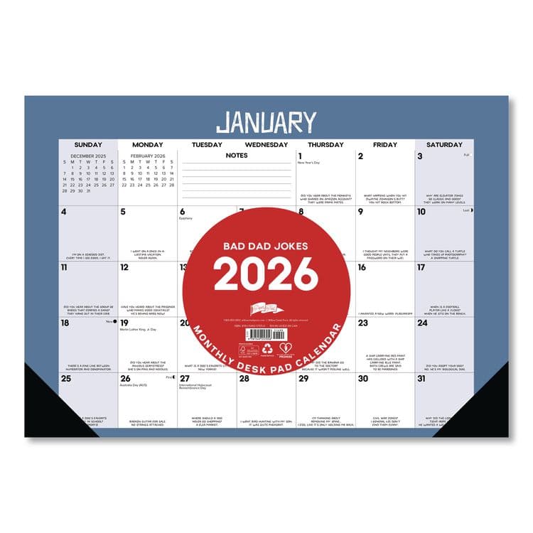 WILLOW CREEK PRESS Bad Dad Jokes Monthly Desk Pad Calendar, 17 x 12, White/Multicolor Sheets, Black Headband/Corners, 12-Month (Jan to Dec) 2026 (WPR57056) thumbnail 3
