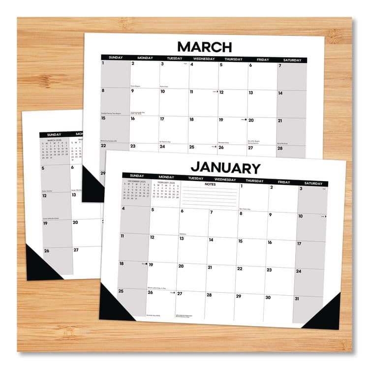 WILLOW CREEK PRESS Basic Small Monthly Desk Pad Calendar, 17 x 12, White/Gray/Black Sheets, Black Headband/Corners, 12-Month (Jan to Dec) 2026 (WPR57063) thumbnail 2