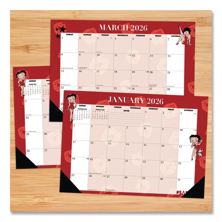 WILLOW CREEK PRESS Betty Boop Small Monthly Desk Pad Calendar, 17 x 12, Red/White Sheets, Black Headband, Black Corners, 12-Month (Jan-Dec) 2026 (WPR57087) thumbnail 2