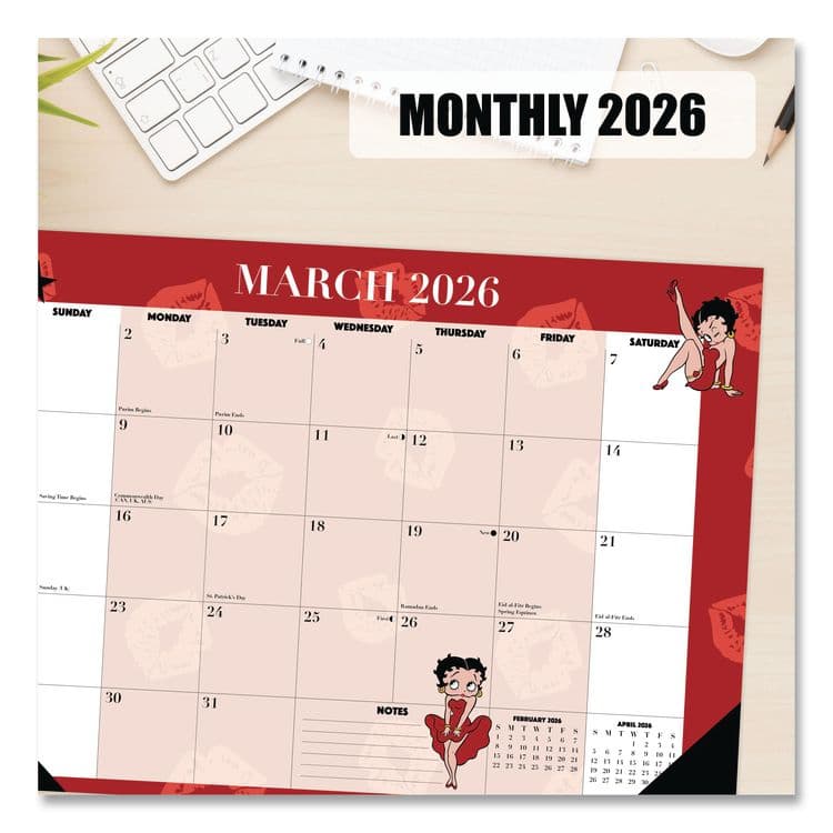 WILLOW CREEK PRESS Betty Boop Small Monthly Desk Pad Calendar, 17 x 12, Red/White Sheets, Black Headband, Black Corners, 12-Month (Jan-Dec) 2026 (WPR57087) thumbnail 4