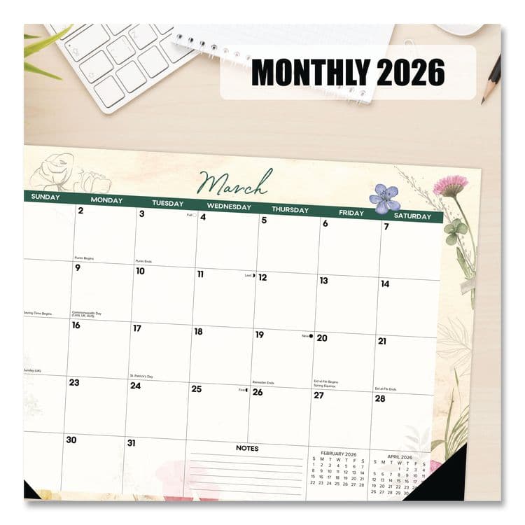 WILLOW CREEK PRESS Botanical Garden Monthly Desk Pad Calendar, 17 x 12, Cream/Multicolor Sheets, Black Headband/Corners, 12-Month (Jan-Dec) 2026 (WPR57094) thumbnail 4
