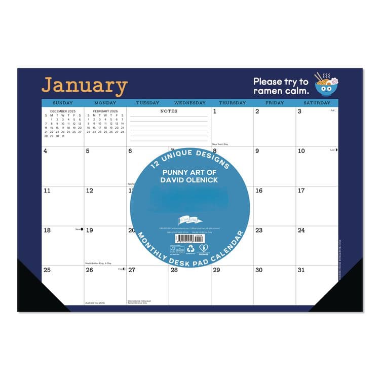 WILLOW CREEK PRESS Punny Art of David Olenick Monthly Desk Pad Calendar, 17x12, White/Multicolor, Black Headband/Corners, 12-Month Jan-Dec 2026 (WPR57148) thumbnail 3