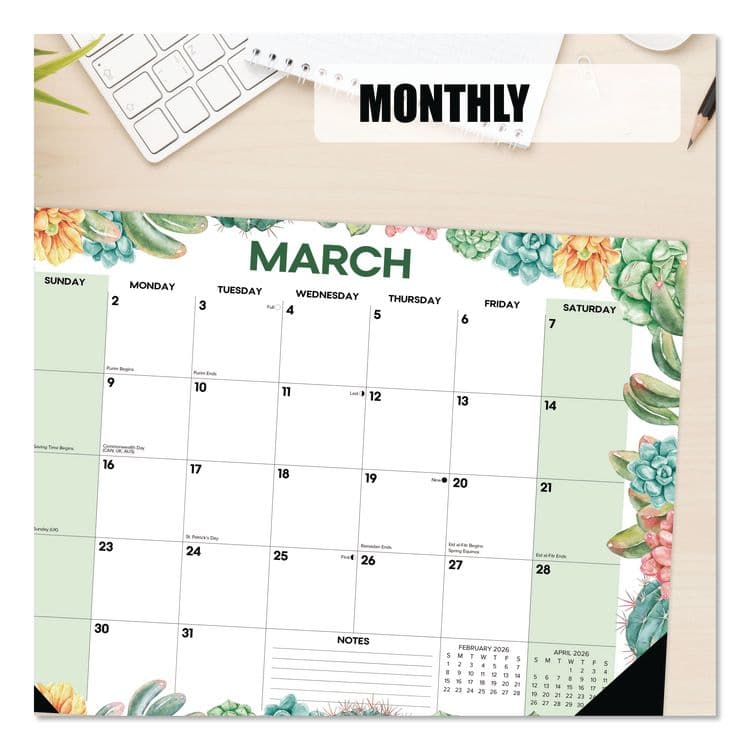 WILLOW CREEK PRESS Succulents Small Monthly Desk Pad Calendar, 17 x 12, White Sheets, Black Headband/Corners, 12-Month (Jan to Dec): 2026 (WPR57162) thumbnail 4