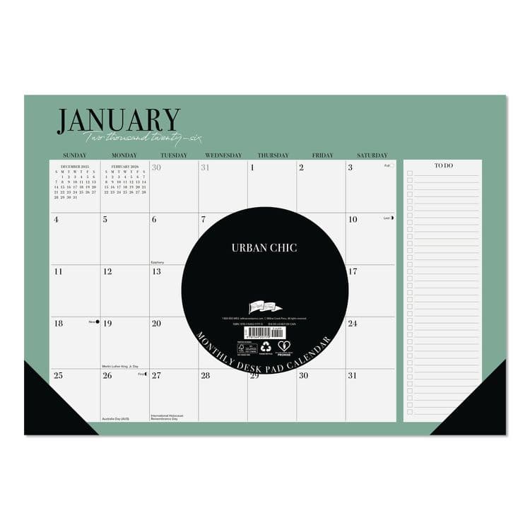 WILLOW CREEK PRESS Urban Chic Small Monthly Desk Pad Calendar, 17 x 12, White Sheets, Black Headband/Corners, 12-Month (Jan to Dec): 2026 (WPR57179) thumbnail 3
