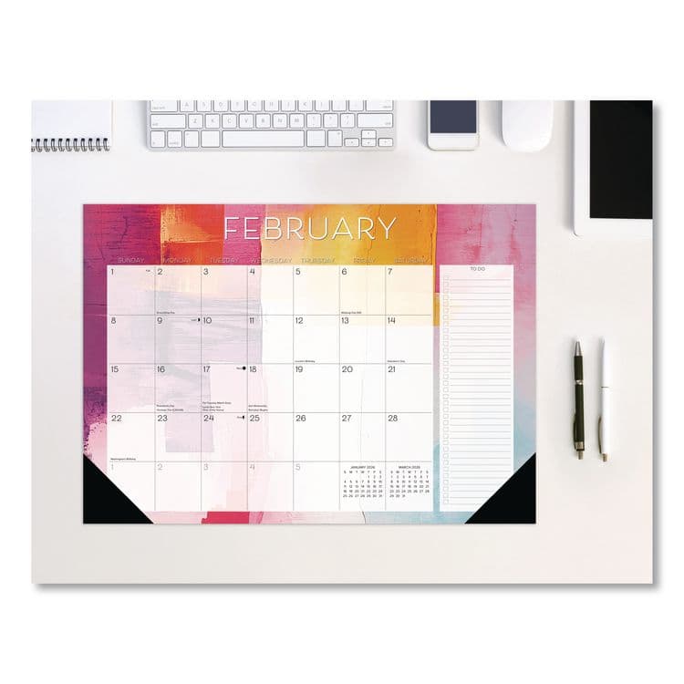 WILLOW CREEK PRESS Abstract Art Small Monthly Desk Pad Calendar, 17x12, White/Multicolor Sheets, Black Headband/Corners, 12-Month (Jan-Dec) 2026 (WPR57391)