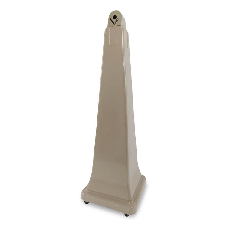 RUBBERMAID COMMERCIAL PROD. GroundsKeeper Cigarette Waste Collector, Pyramid, 1 gal, 12.25 x 39.75, Beige (RCP257088BG)