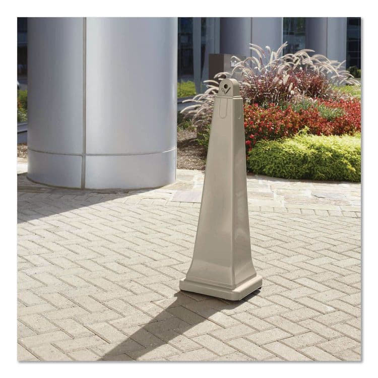 RUBBERMAID COMMERCIAL PROD. GroundsKeeper Cigarette Waste Collector, Pyramid, 1 gal, 12.25 x 39.75, Beige (RCP257088BG) thumbnail 3