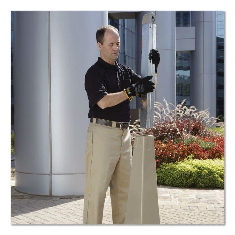 RUBBERMAID COMMERCIAL PROD. GroundsKeeper Cigarette Waste Collector, Pyramid, 1 gal, 12.25 x 39.75, Beige (RCP257088BG) thumbnail 4