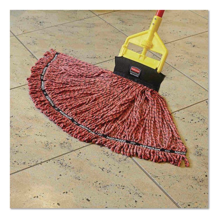 RUBBERMAID COMMERCIAL PROD. Invader Fiberglass Side-Gate Wet-Mop Handle, 60", Red/Yellow (RCPH146RED) thumbnail 4