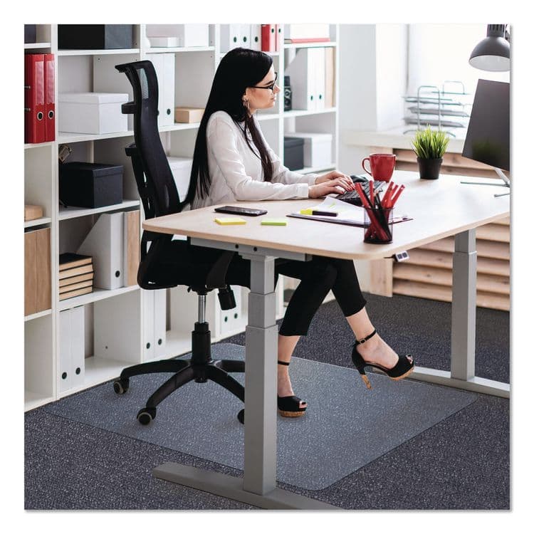 FLOORTEX Unomat Anti-Slip Polycarbonate Chair Mat for Hard Floors and Carpet Tiles, Rectangular, Straight Edges, 60" x 48", Clear (FLRNRCMFLPD0005) thumbnail 2