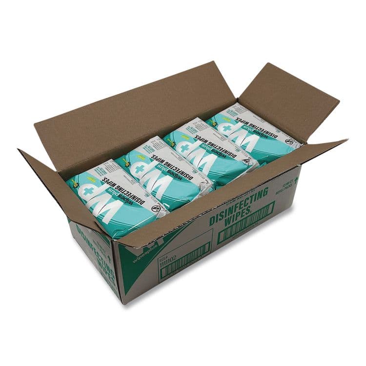 CFS BRANDS WipesPlus Disinfecting Surface Wipes, Flat Pack, 1-Ply, 7 x 8, Lemon, White, 80 Wipes/Refill Pack, 12 Packs/Carton (CFS37701) thumbnail 3