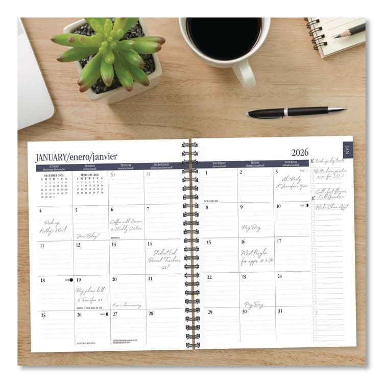 WILLOW CREEK PRESS Black Weekly/Monthly Planner, 8.5 x 6.5, Black Cover, 12-Month (Jan to Dec): 2026 (WPR56646) thumbnail 4