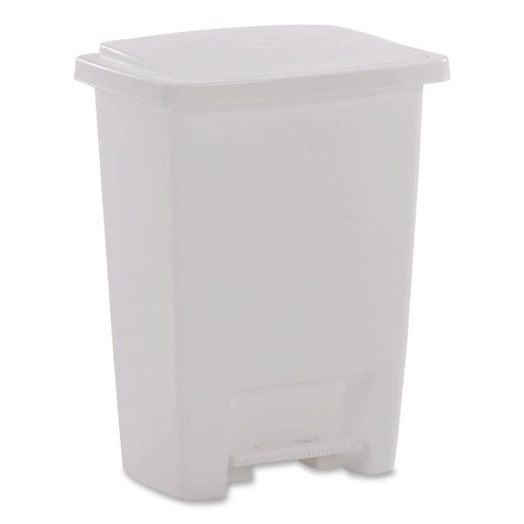 RUBBERMAID Step-On Waste Can, 8.25 gal, Plastic, White (RUB284187WHICT)