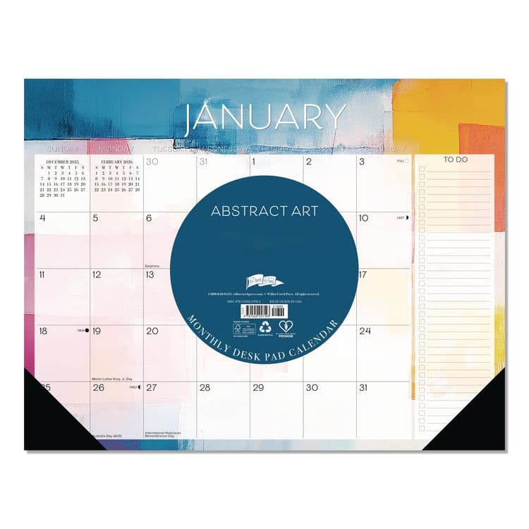 WILLOW CREEK PRESS Abstract Art Large Monthly Desk Pad Calendar, 22x17, White/Multicolor Sheets, Black Headband/Corners, 12-Month (Jan-Dec) 2026 (WPR57193) thumbnail 3