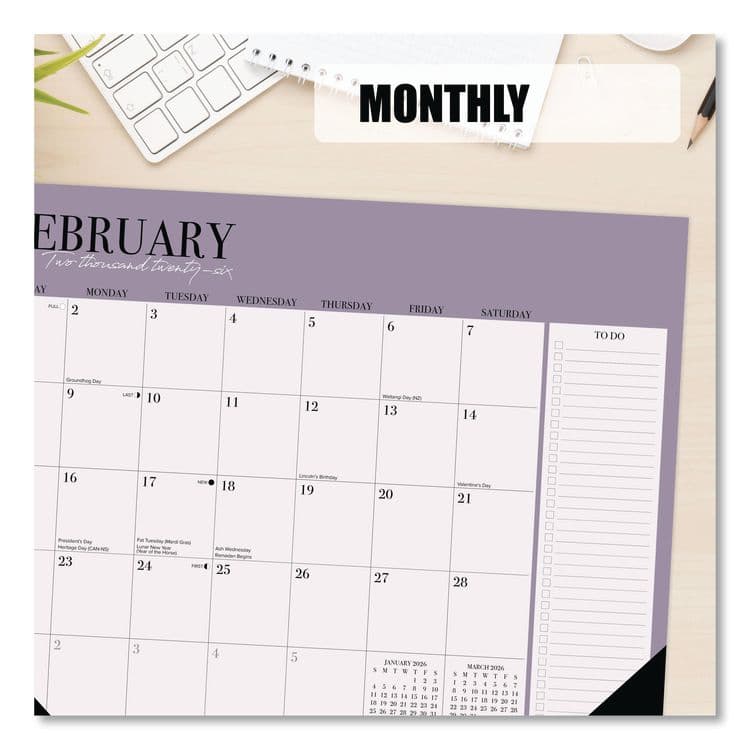 WILLOW CREEK PRESS Modern Minimalist Large Monthly Desk Pad Calendar, 22x17, White/Teal Sheets, Black Headband/Corners, 12-Month (Jan-Dec) 2026 (WPR57230) thumbnail 4