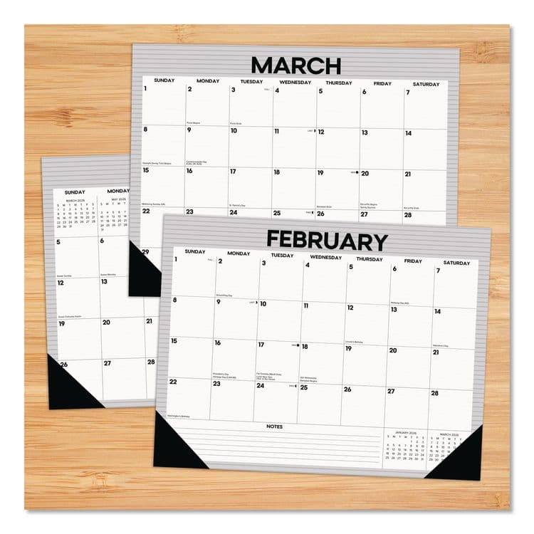 WILLOW CREEK PRESS Perfect Pinstripe Large Monthly Desk Pad Calendar, 22x17, White/Gray Sheets, Black Headband/Corners, 12-Month (Jan-Dec) 2026 (WPR57261) thumbnail 2