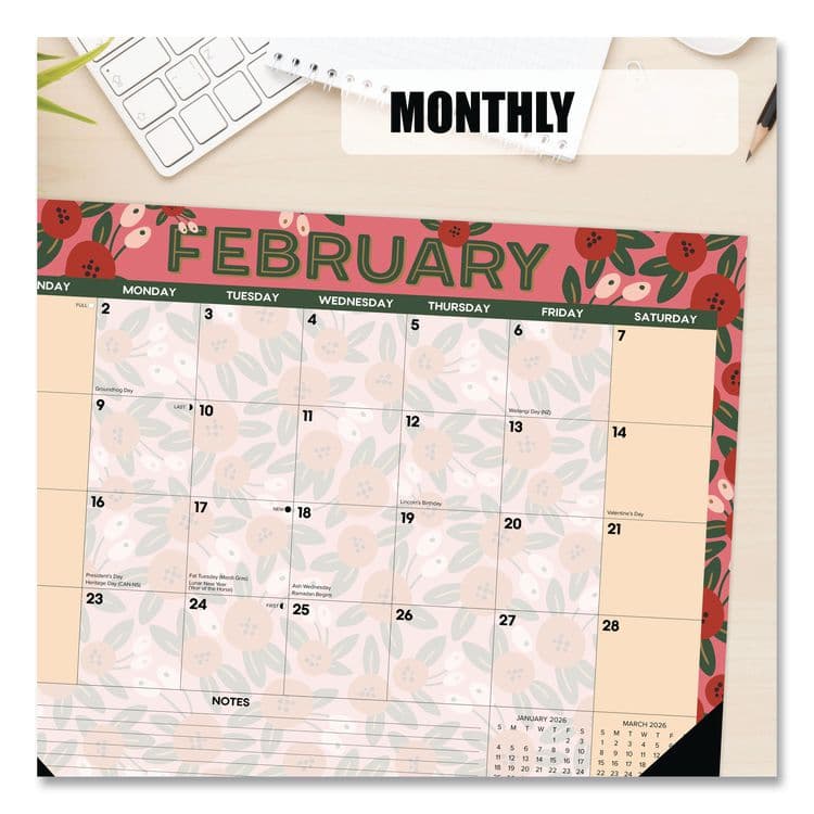 WILLOW CREEK PRESS Spring Floral Large Monthly Desk Pad Calendar, 22 x 17, Multicolor Sheets, Black Headband/Corners, 12-Month (Jan to Dec) 2026 (WPR57278) thumbnail 4