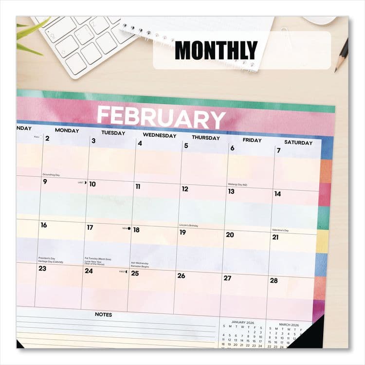 WILLOW CREEK PRESS Watercolor Stripes Large Monthly Desk Pad Calendar, 22x17, Multicolor Sheets, Black Headband/Corners, 12-Month (Jan-Dec) 2026 (WPR57292) thumbnail 4
