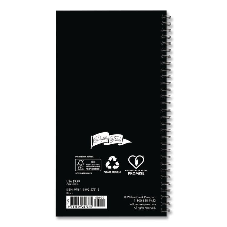 WILLOW CREEK PRESS Black Softcover Weekly/Monthly Spiral Planner. 6.5 x 3.5, Black Cover, 12-Month (Jan to Dec): 2026 (WPR57315) thumbnail 2