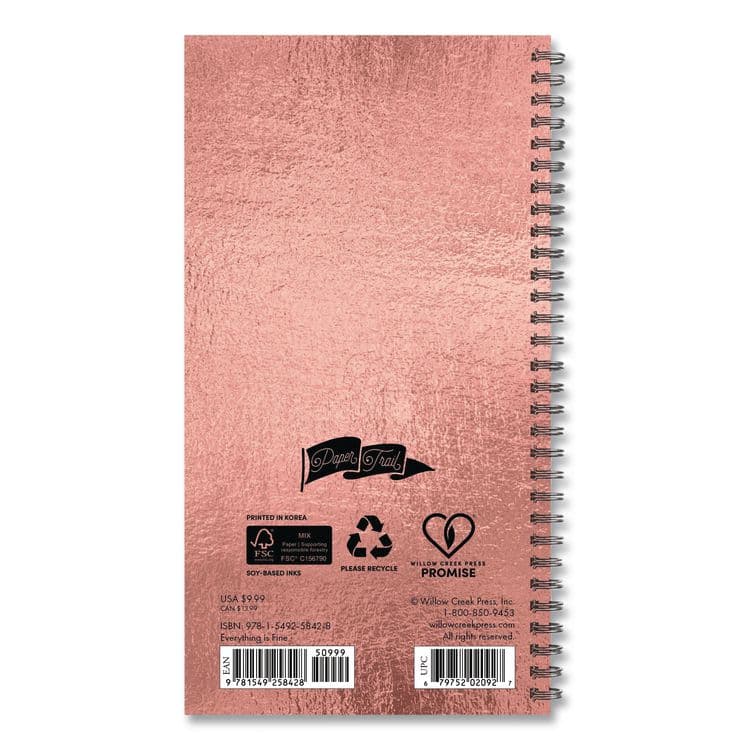 WILLOW CREEK PRESS Everything is Fine (Trilingual) Weekly/Monthly Planner, 6.5 x 3.5, Rose Gold Cover, 12-Month (Jan to Dec): 2026 (WPR58428) thumbnail 2