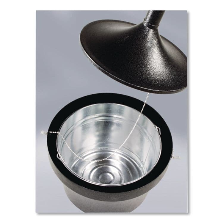 RUBBERMAID COMMERCIAL PROD. Aladdin Smokers' Station, Round, Steel, 4.5 gal, 16 dia x 38.75, Charcoal (RCPR1639EHGR) thumbnail 3