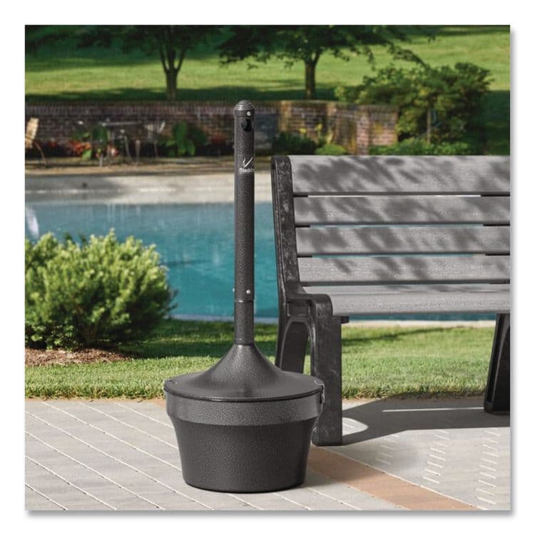 RUBBERMAID COMMERCIAL PROD. Aladdin Smokers' Station, Round, Steel, 4.5 gal, 16 dia x 38.75, Charcoal (RCPR1639EHGR) thumbnail 4