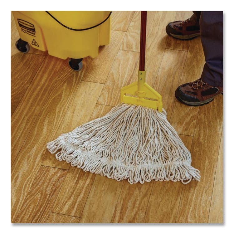 RUBBERMAID COMMERCIAL PROD. Super Stitch Cotton Looped End Wet Mop Head, Large, 1" White Headband, 6/Carton (RCPD113) thumbnail 4