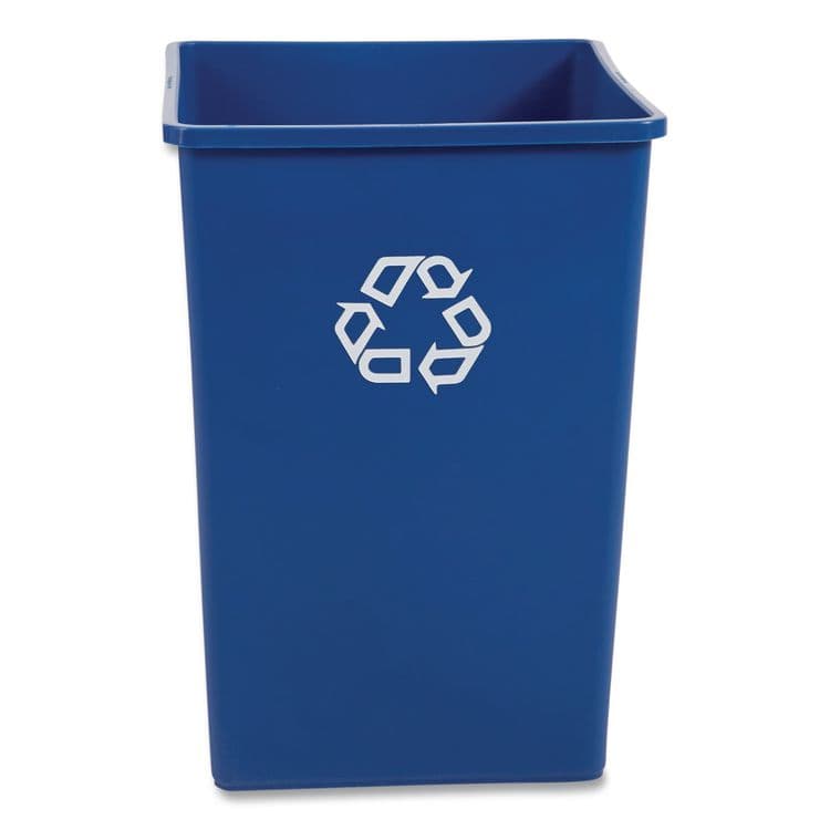 RUBBERMAID COMMERCIAL PROD. Square Recycling Container, 35 gal, Plastic, Blue (RCP395873BLU)