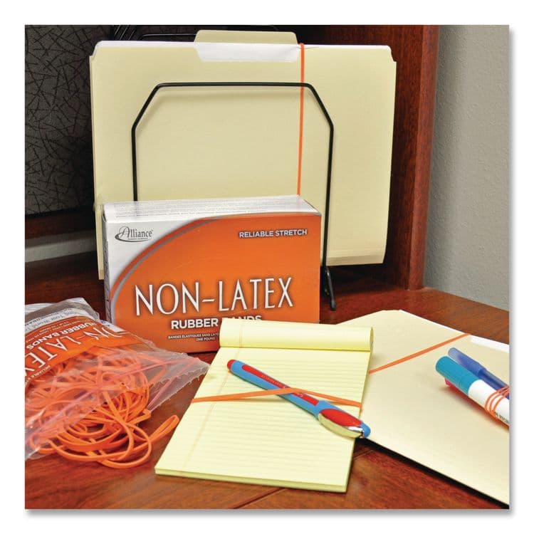 ALLIANCE RUBBER Non-Latex Rubber Bands, Assorted Sizes, Orange, 125/Pack (AIP37548) thumbnail 2
